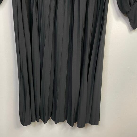 Eloquii Knot Front Pleated Skirt Dress Black Stretch Jersey Knit Long Sleeve 18 - Picture 12 of 17